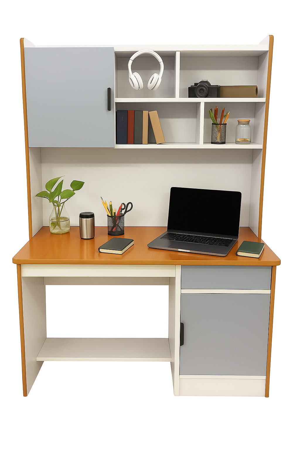 Compact Modern Study Table with Overhead Storage