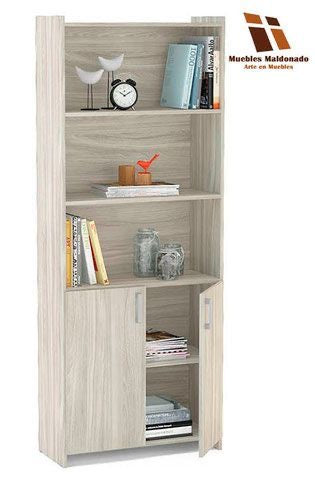 Tall Wooden Bookshelf with Cabinet