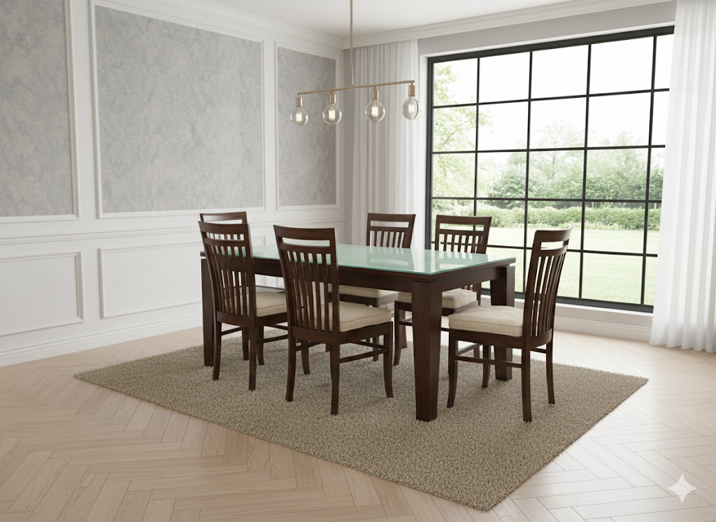 6-Person Dining Room Set with Upholstered Chairs