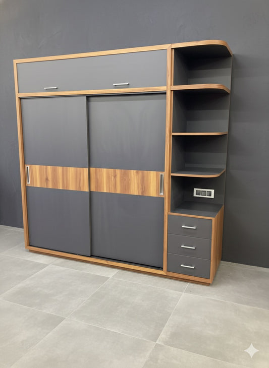 Modern Elegance Sliding Wardrobe with Integrated Display & Storage
